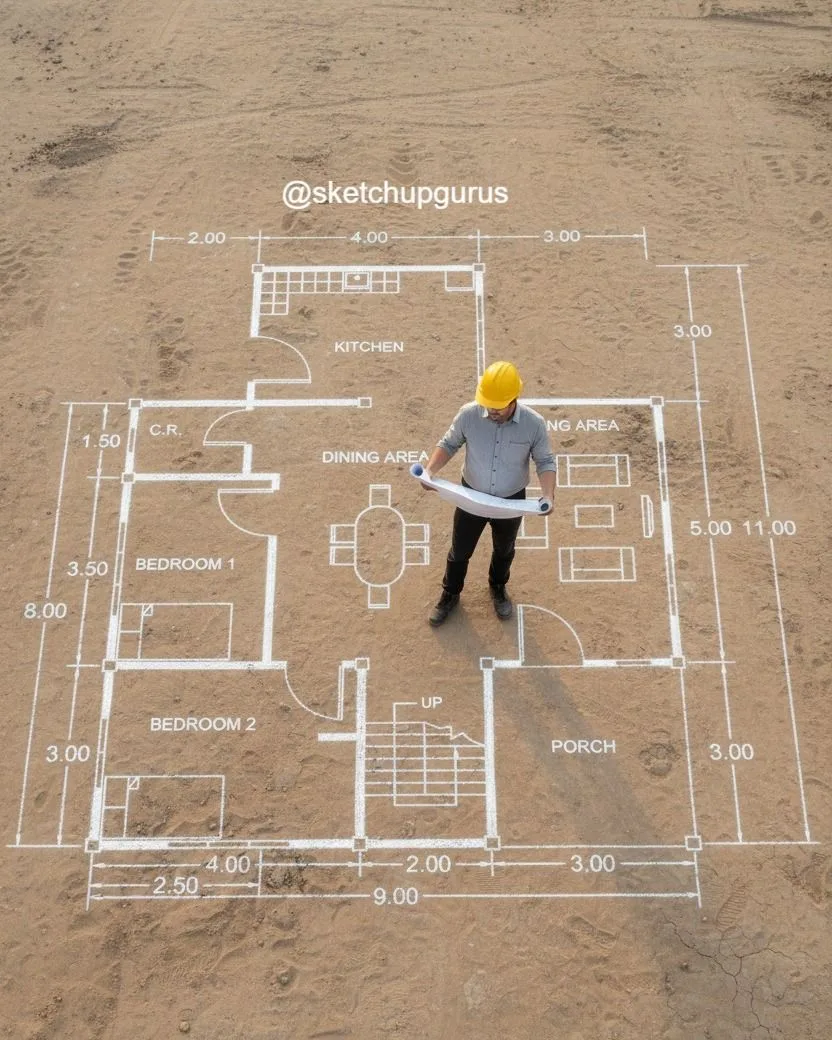 Profesional analizando plano en terreno